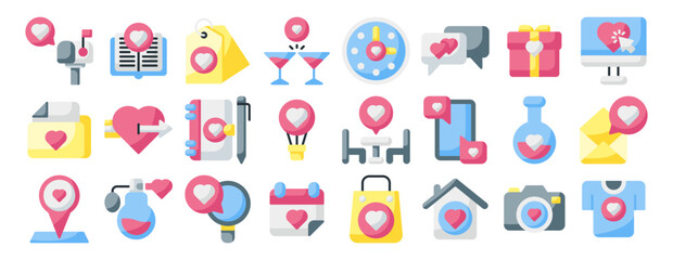 love and romance icon set. vector illustration for web, computer and mobile app. flat style icon