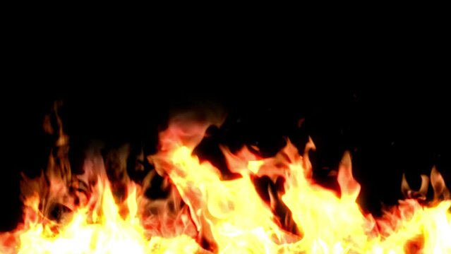 燃える薪の炎のスローモーション背景　火・炎・炎上・SNS炎上のイメージ