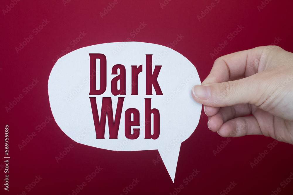 Poster speech bubble in front of colored background with dark web text.