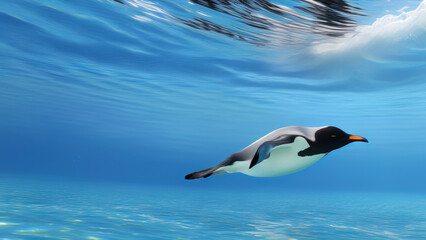 penguin swimming in the ocean, the environment, Generative AI