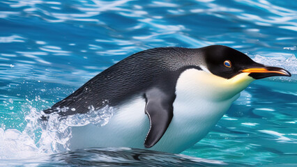 penguin swimming in the ocean, the environment, Generative AI