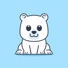 Fototapeta premium Cute Polar Bear Sitting Down Illustration