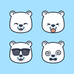 Set of Cute Polar Bear Stickers