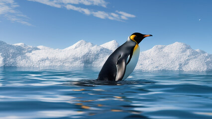 penguin swimming in the ocean, the environment, Generative AI