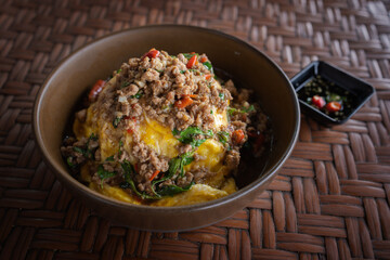 Stir-fried Pork Belly with Omelette.Comfort food