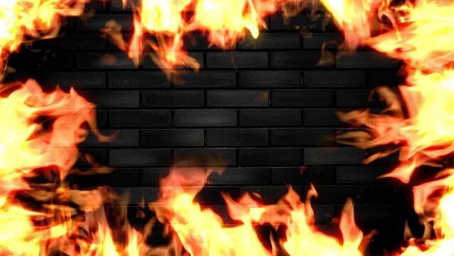 燃える暖炉薪の炎のスローモーション背景　火・炎・炎上・SNS炎上のイメージ