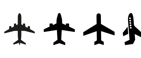 airplane icon set - obrazy, fototapety, plakaty