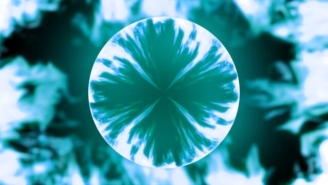 燃焼し青く燃え盛る背景にレンズのような球体が浮かび屈折する炎　プラズマ エネルギーのイメージ