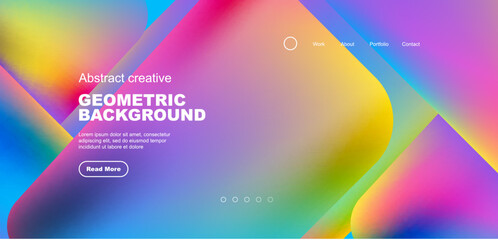 Geometric landing page background. Fluid colors and simple shapes abstract composition. Vector illustration for wallpaper, banner, background, leaflet, catalog, cover, flyer