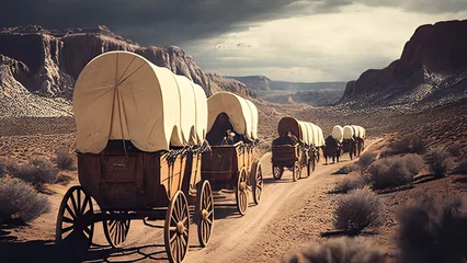 Deurstickers Covered Wagon Train © Garrett