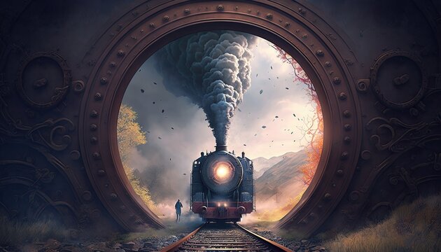 Steam Train Traveling 