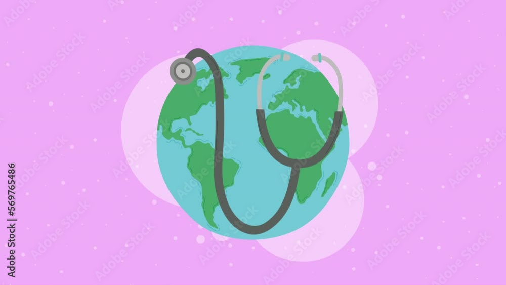 Canvas Prints stethoscope in world planet animation