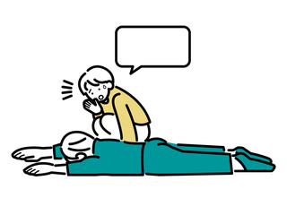 倒れた男性を救助するイラスト