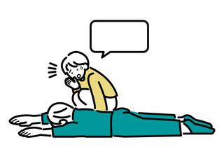 倒れた男性を救助するイラスト