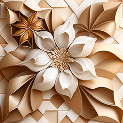 3d wallpaper with a white flower on a brown background