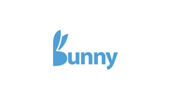 Word mark logo icon formed bunny ear symbol in letter b