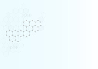Structure molecule science background. Abstract scientific hexagon network. White concept design vector.