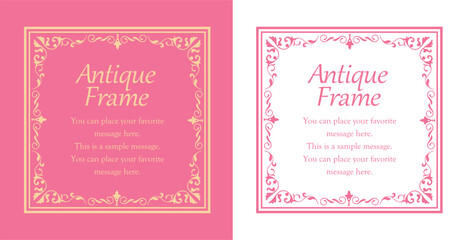 春をイメージしたフレーム。高級感のある囲みのデザイン。アンティークな枠。	
