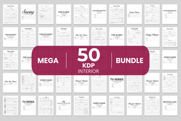 interior Mega Bundle and Blog Post Planner logBook, Childcare Resister Log, Farm management record book, Fire Alarm Log Book, Therapist Logbook, and TV Series Tracker Logbook,  for your KD Business