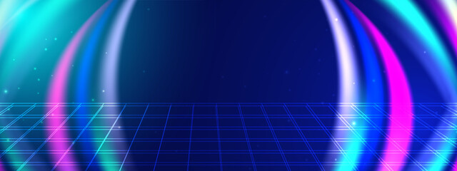 Vector Abstract futuristic circuit board and mesh line, Illustration high computer and Communication technology on blue color background. High tech digital technology, global social media concept