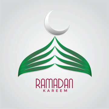Ramadan Kareem Islamic vector with mosque and moon.