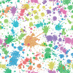 Colorful multicolor splashes with white background seamless pattern