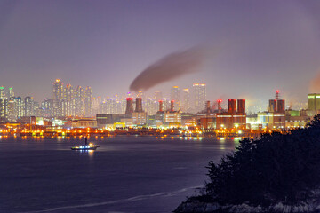 city skyline at night