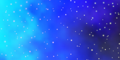 Dark BLUE vector background with small and big stars.