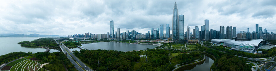 Fototapeta na wymiar Aerial panorama view of landscape in Shenzhen city,China