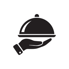 Tray on the hand icon Vector Illustration on the white background.