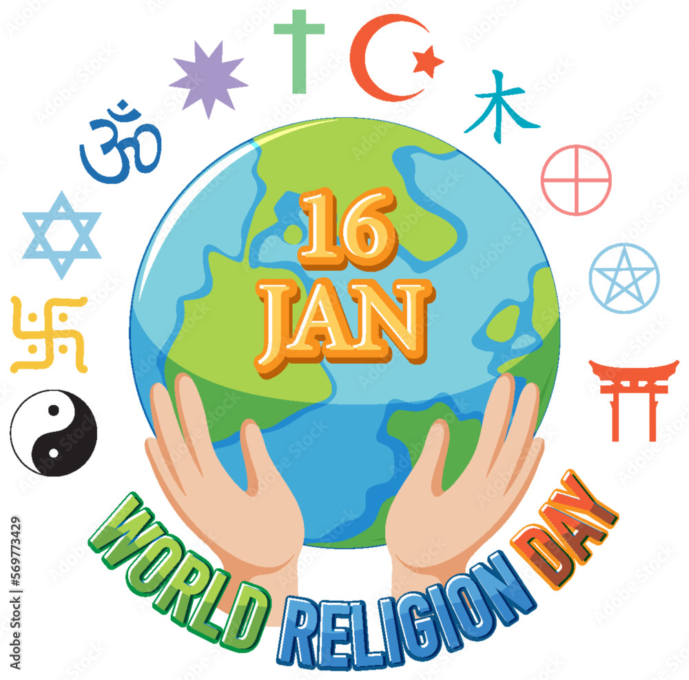 Sticker World religion day banner design