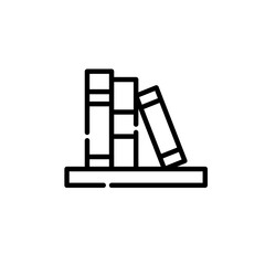 Books on a bookshelf. Pixel perfect, editable stroke icon