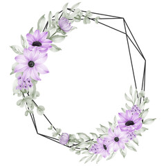 purple daisy flower watercolor frame