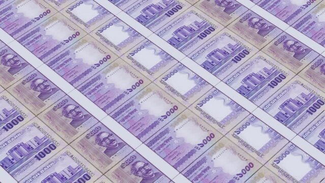 Bangladeshi banknote bundle loop video, one thousand taka note 3d animation video