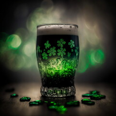 St. Patrick's day, glass, drink, clover