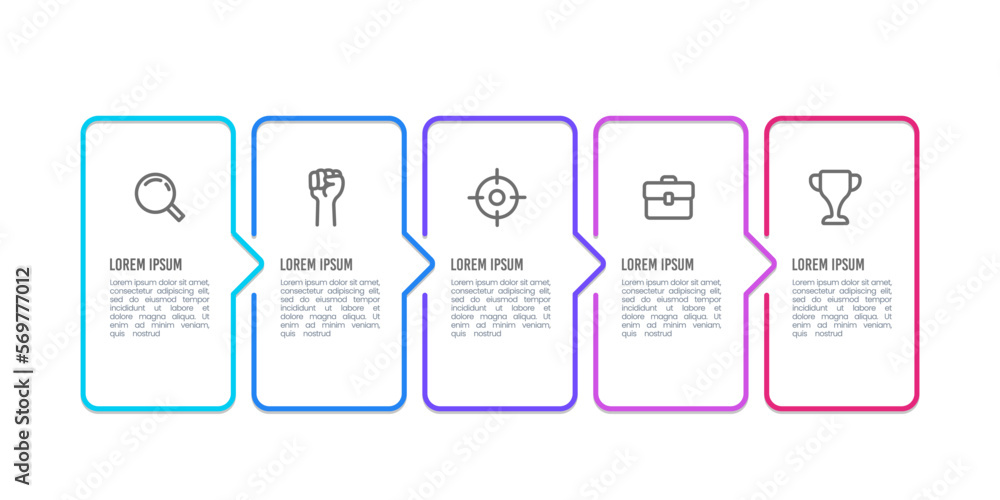 Wall mural infographic frame line design with icons and 5 options or steps. vector illustration.