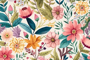 Badezimmer Foto Rückwand vintage floral pattern  Generative AI Digital Illustration Part 90223 © Cool Patterns