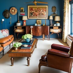 A eclectic family room with vintage accents1, Generative AI