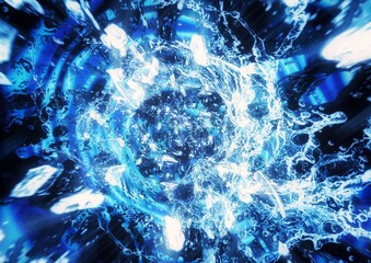 抽象的な青い水しぶきと波紋の背景