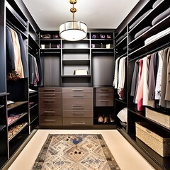 A glamourous walk-in closet with custom shelving1, Generative AI