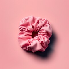 simple pink scrunchies n a pink flat Background, clean and minimalist generative ai