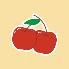 Vector cherry illustration. Isolated on a white background. Cartoon style icon
