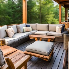 A cozy and rustic outdoor deck with comfortable seating2_SwinIRGenerative AI