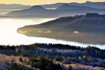 美幌峠の夜明けと屈斜路湖（美幌町）