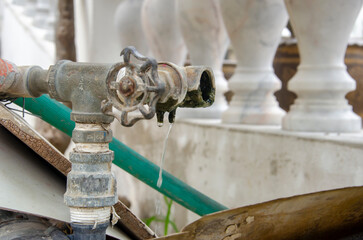 Old faucets or tap water are damaged causing water leaks and wasting water..