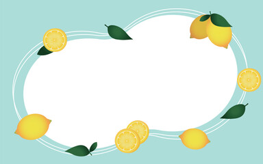 ラフな円形にレモンを散りばめたフレーム