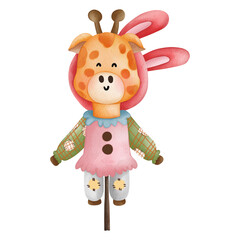 Watercolor Easter Rabbit Animal Farmer, Easter Elements, Easter farm concept