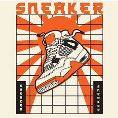 Sneaker shoes . Concept. Flat design. Vector illustration. Sneakers in flat style. Sneakers side view. Fashion sneakers.	
