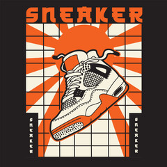 Sneaker shoes . Concept. Flat design. Vector illustration. Sneakers in flat style. Sneakers side view. Fashion sneakers.	
