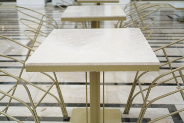 table and chairs in cafe